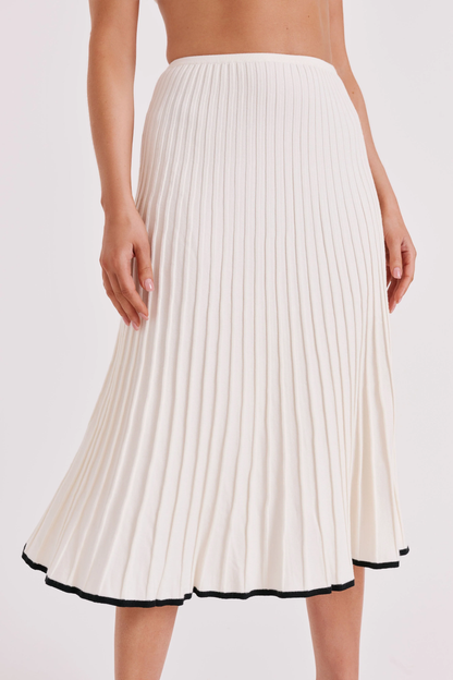 Cabana Ribbed Knit Crop Top and Pleated Midi Skirt Set